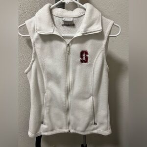 Stanford Columbia White Fleece Vest with Maroon Emblem Women’s Size Small